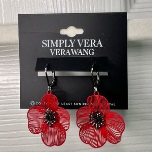 Kohl's Simply Vera Vera Wang Red Floral Drop Earrings